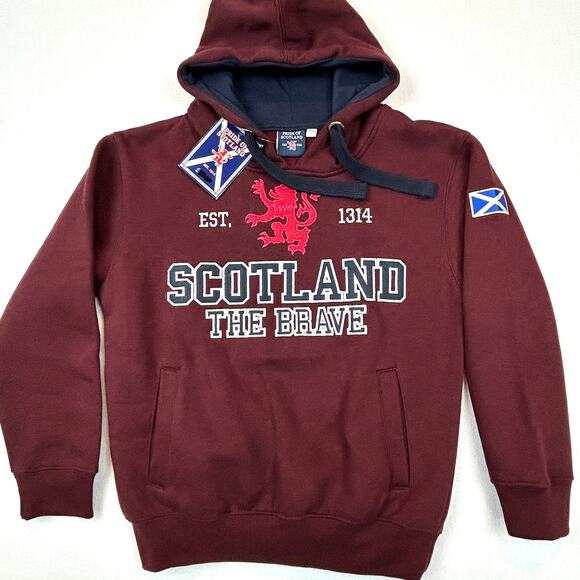 Pride of Scotland The Brave Spellout Hoodie Youth 9/10 Red Pullover New Imperfec - Picture 9 of 9